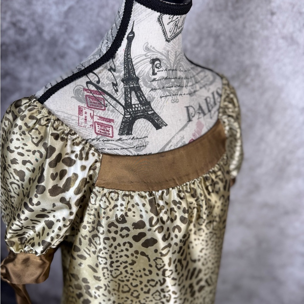 Joseph Ribkoff Cream and Brown Leopard Print Puff Sleeve Top - Picture 8 of 11